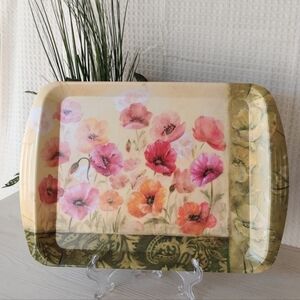 Kellar Charles Poppy Flowers Rectangular Melamine Serving Tray – Made in Italy